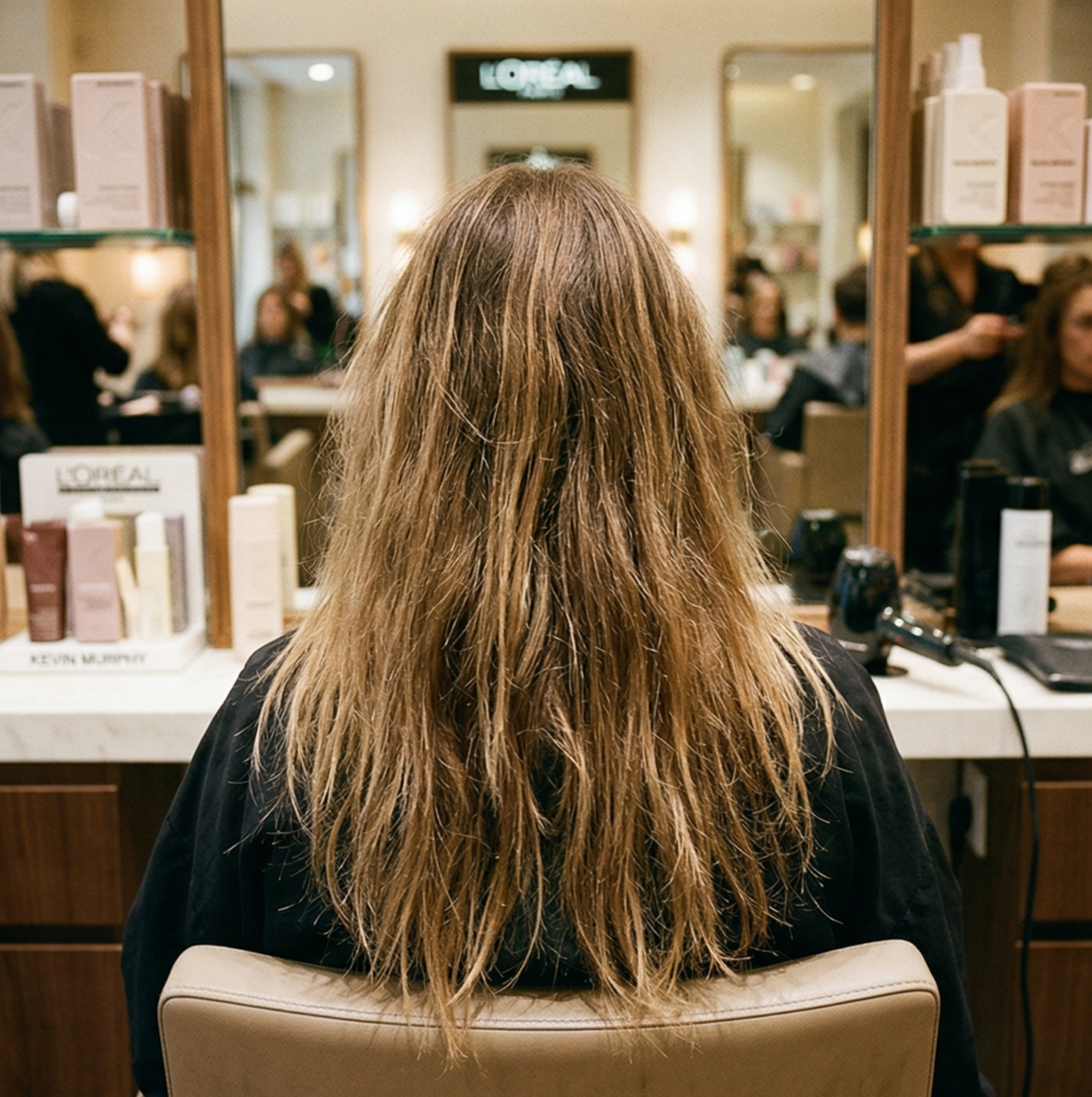 Cheveux avant gloss — couleur ternie et reflets indésirables